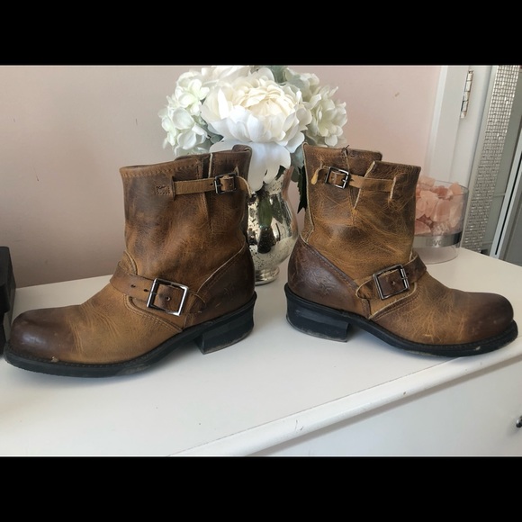 New Frye Size 7 Leather Buckle/Biker Boots - Picture 1 of 4